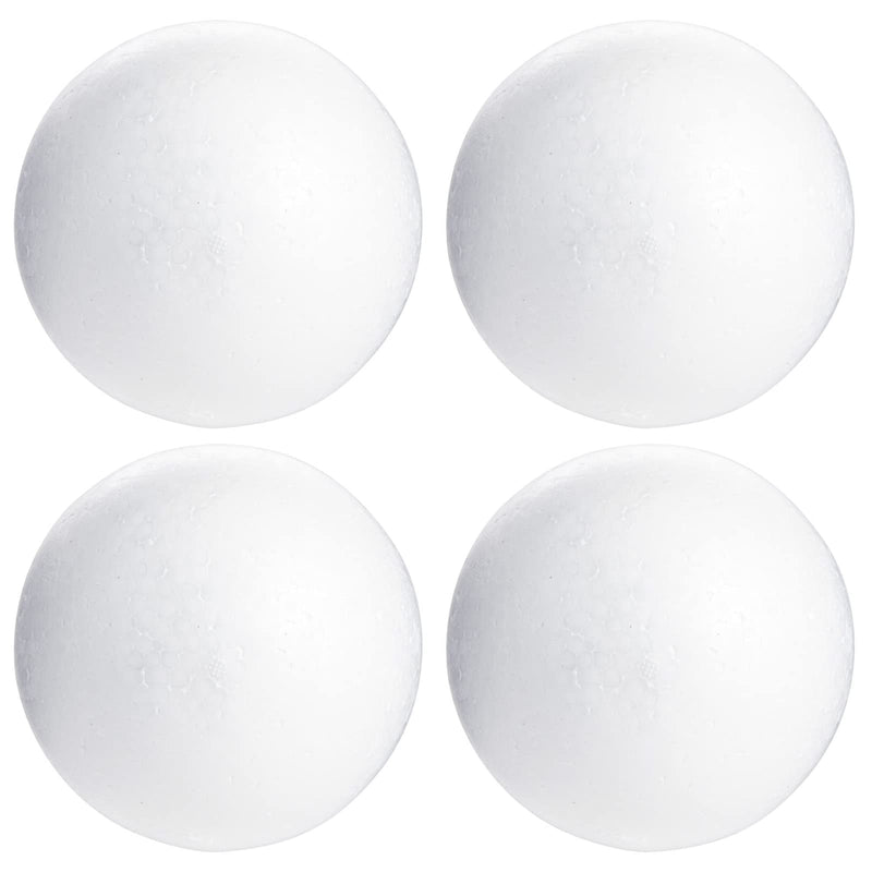Bright Creations 5 Inch Foam Balls for Crafts - 4 Pack round White Polystyrene Foam Balls for Ornaments, DIY Projects, and Craft Modeling