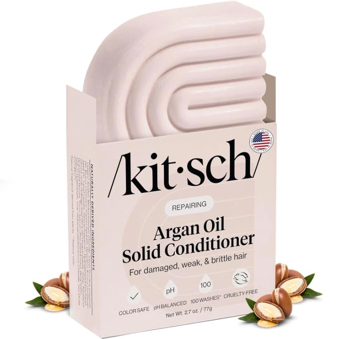Kitsch Argan Oil Conditioner Bar - Repairing Solid Hair Conditioner for Women and Men - Moisturizing Hair Care for Dry, Damaged Hair - Vegan, All