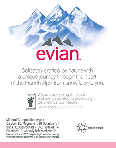 Evian Natural Spring Water , Naturally Filtered Spring Water in Large Bottles 33.81 Fl Oz (Pack of 6)
