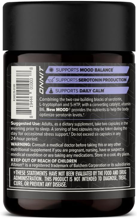 ONNIT New Mood Daily Stress Support Capsules, Sleep and Mood Support Supplement for Men and Women, Daily Stress Management Capsules, 30 Count
