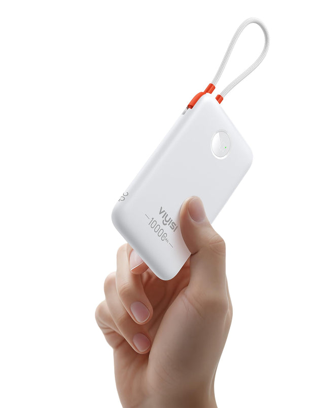 Slim Portable Charger 10000Mah, Travel Power Bank with Built-In USB-C Cable & LED Display, 22.5W Fast Charging Battery P