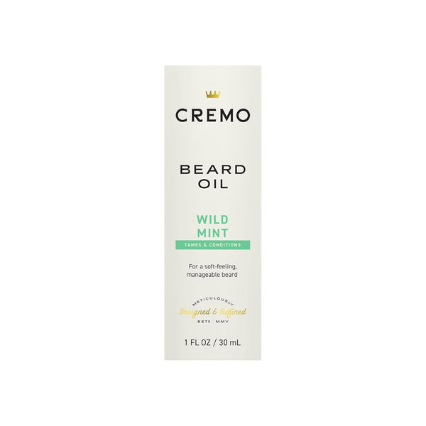Cremo Beard Oil, Revitalizing Wild Mint, 1 Fl Oz - Restore Natural Moisture and Soften Your Beard to Help Relieve Beard Itch