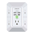 Wall Charger, Surge Protector, QINLIANF 5 Outlet Extender with 4 USB Charging Ports (4.8A Total) 3-Sided 1680J Power Strip Multi Plug Adapter