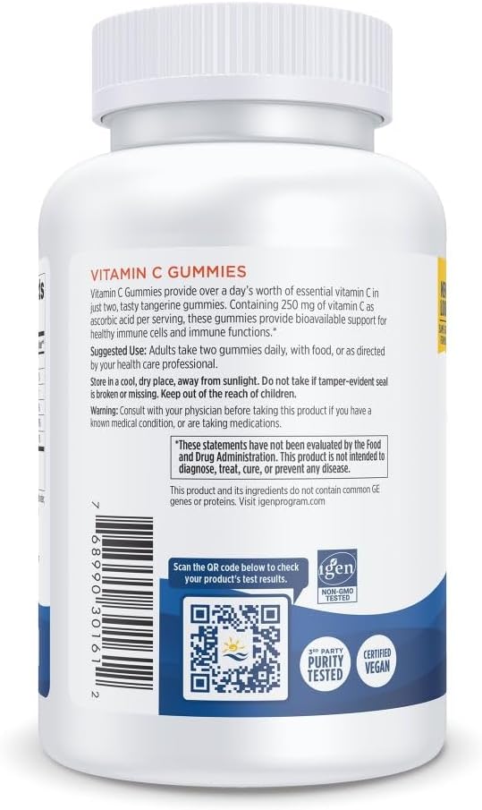 Nordic Naturals Vitamin C Gummies, Tart Tangerine - 120 Gummies - 250 Mg Vitamin C - Immune Support, Antioxidant Protection, Child Growth &