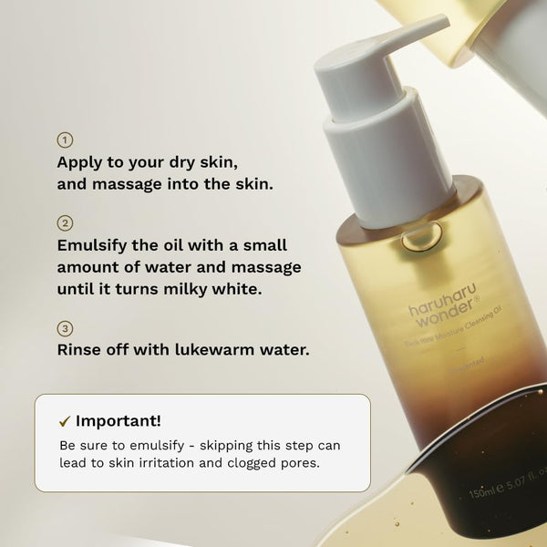 HARUHARU Wonder Black Rice Moisture Cleansing Oil, Double Cleansing, Daily Makeup Remover, Pore Oil Cleanser, Korean Skincare for Sensitive,