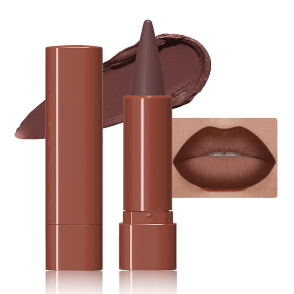 Maroon Gradient Matte Lipstick Crayon Lip Liner Pencil, Flawless Contour Gradual Ombre Effect Lip Pencil, for Women Long Lasting Waterproof Smudge
