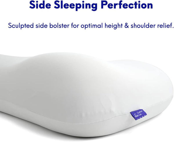 C CUSHION LAB Deep Sleep Pillow, Patented Ergonomic Contour Design for Side & Back Sleepers, Orthopedic Cervical Shape Gently Cradles Head &