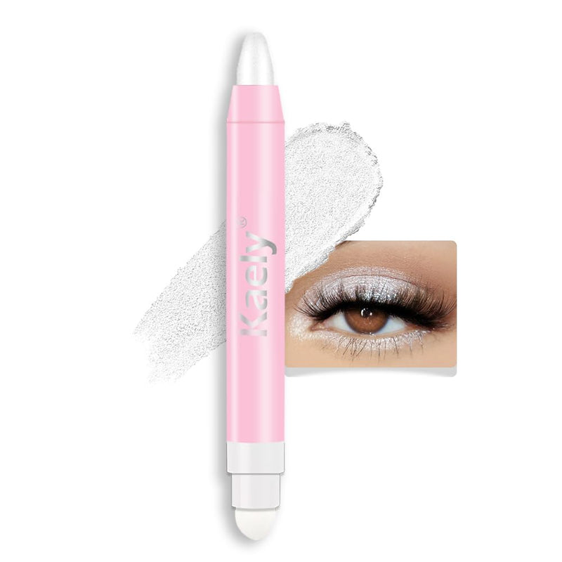 Kaely 2In1 Cream Eye Shadow Brightener Sticks, Pearl White Eyeliner Pencil Shimmer, Eyeshadow Applicator Stick Waterproof Pigmented, Eye Shadow