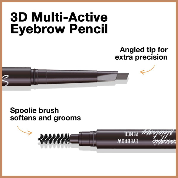 4 Pcs Ultimate Eyebrow Retractable Definer Pencils,Dual-Sided Natural Soft Textured Eyebrow Pencil, for Daily Look Eyebrow Makeup,Brow Brush,Fine