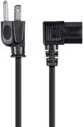 Monoprice 6Ft 14AWG Right Angle Power Cord Cable W/ 3 Conductor PC Power Connector Socket (C13/5-15P) - Black