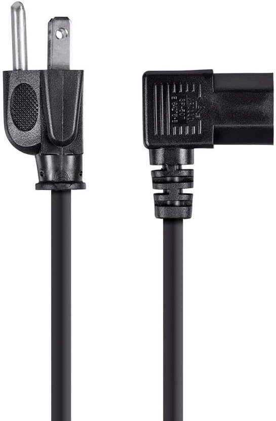Monoprice 6Ft 14AWG Right Angle Power Cord Cable W/ 3 Conductor PC Power Connector Socket (C13/5-15P) - Black