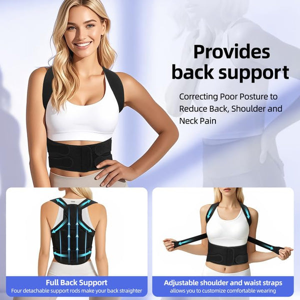 Back Brace Posture Corrector for Women and Men, Upgraded Full Support, Adjustable Back Straightener for Improving Posture, Relief for Upper,Lower