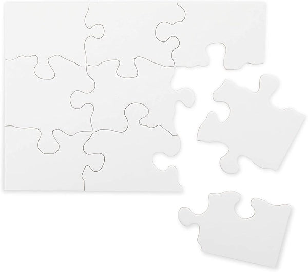 Bright Creations 24 Sheets Blank Puzzles to Draw on Bulk, 5.5 X 4 Inch Jigsaw Puzzle Pieces for DIY, Arts and Crafts Projects