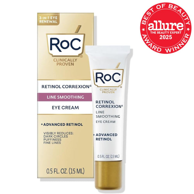 RoC Retinol Correxion Under Eye Cream for Dark Circles & Puffiness, Daily Wrinkle Cream, Anti Aging Skin Care Treatment 