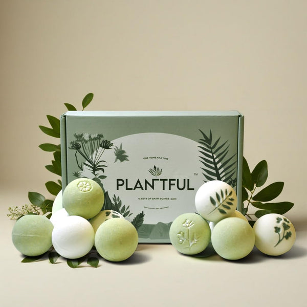 Plantfulâ¢ Organic Handmade Bath Bombs for Women, 12 Gift Sets, Large, Shea Butter Moisturizing, Essential Oils, Bubble Bath for Kids, Perfect