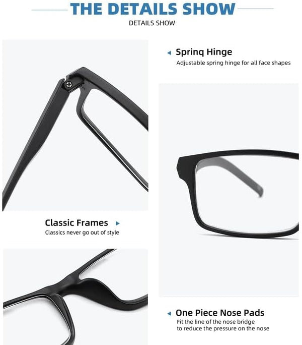 4 Pack Blue Light Blocking Glasses for Men Women,Rectangular Frame Computer Glasses with Spring Hinge,Anti Eyestrain/Uv Ray Eyeglasses