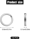30Pcs Split Rings, 8Mm Stainless Steel Small Key Chain Mini Keychain Rings Split Open Jump Rings for Jewelry Making Metal Keyring Connectors Key