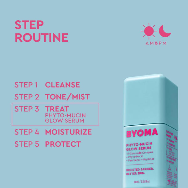 BYOMA Phyto-Mucin Glow Serum - Mucin Face Serum for Glass Skin - Plumps, Primes + Hydrates - Flawless Primer and Makeup Base - Strengthens Skin