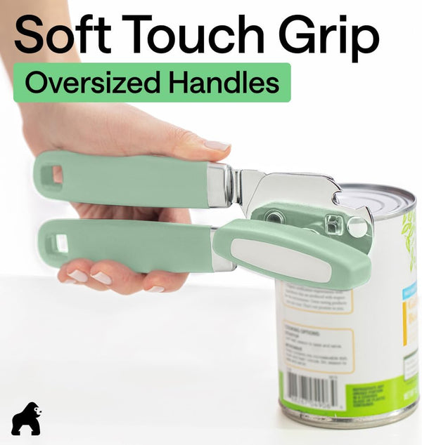 The Original GORILLA GRIP Heavy Duty Stainless Steel Smooth Edge Manual Can Opener and Bottle Openers, Soft Ergonomic Handle, Oversized Handheld