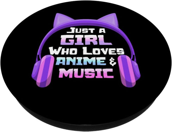 Just a Girl Loves Anime & Music Anime Headphones for Teens Popsockets Swappable Popgrip