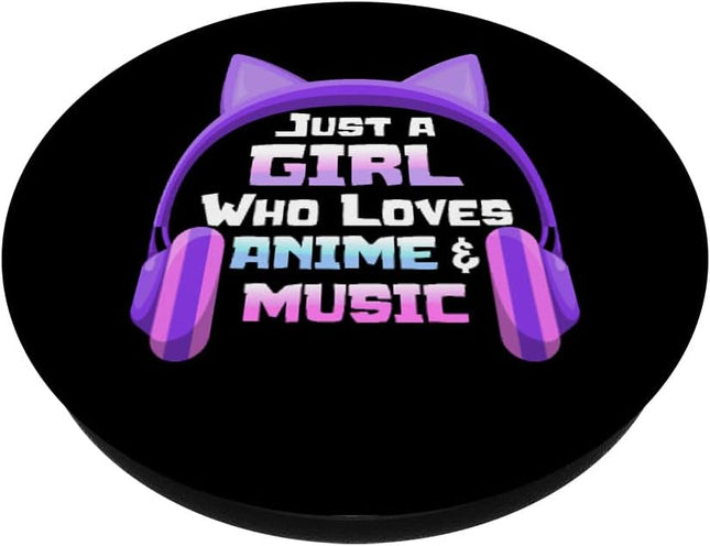 Just a Girl Loves Anime & Music Anime Headphones for Teens Popsockets Swappable Popgrip