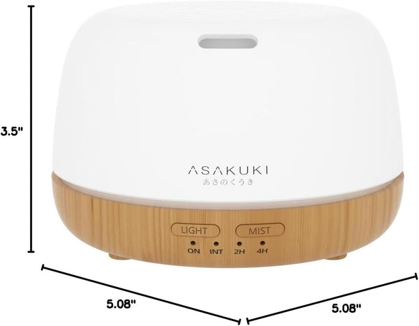 ASAKUKI Essential Oil Diffuser, Ultrasonic Aromatherapy Oil Humidifier with 7 Colors Lights 2 Mist Mode for Home