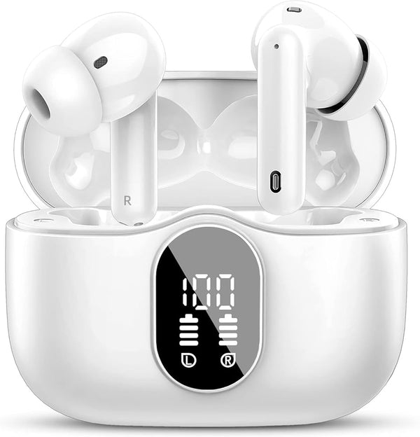 Wireless Earbuds Bluetooth 5.4 Headphones Bass Stereo Ear Buds with Noise Cancelling Mic LED Display in Ear Earphones IP7 Waterproof 36H Playtime