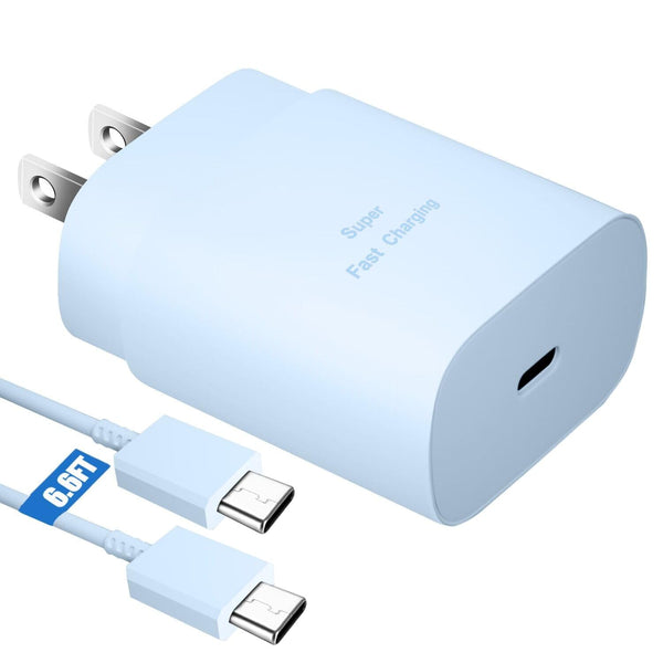 Super Fast Charger Type C,25W PD USB C Wall Charger Block & C to C Cable 6.6Ft for Samsung Galaxy S25/S24 Ultra/S24/S24+/S23