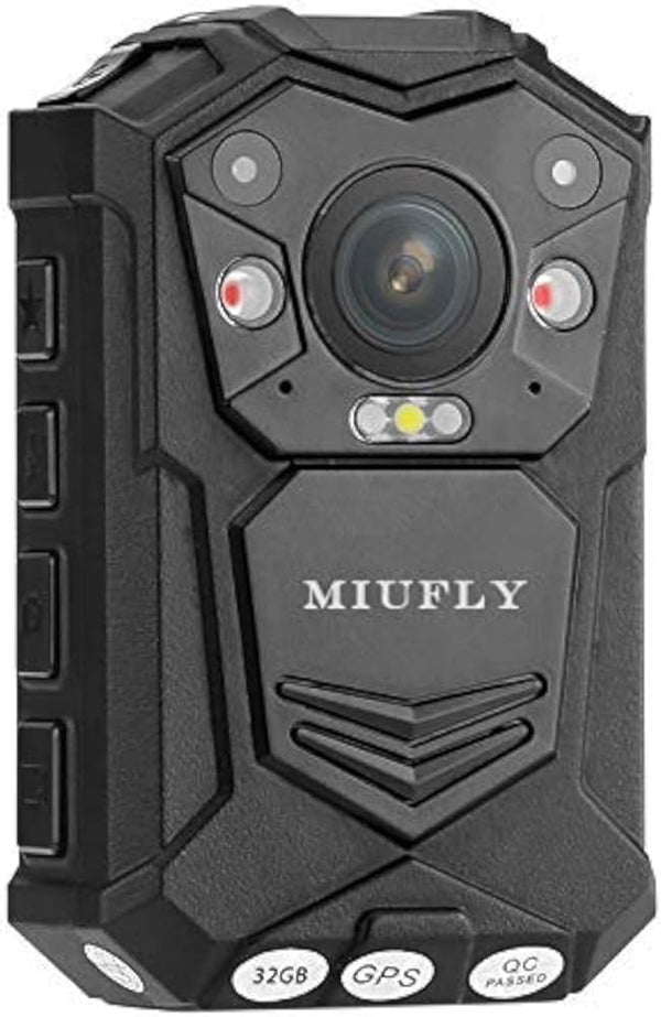 MIUFLY 1296P HD Police Body Camera with 2 Inch Display, Night Vision, Built in 32G Memory and GPS for Security