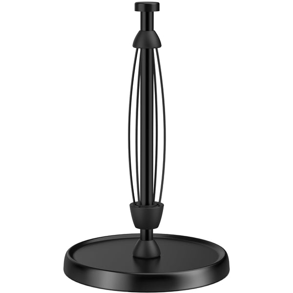 Paper Towel Holder Countertop, One-Handed Tear, Stainless Steel, Weighted Base, Black, Paper Towel Roll Holder Stand with Ratchet Mechanism for