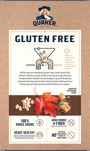 Quaker Instant Oatmeal, Gluten Free, Maple & Brown Sugar, Heart Healthy Oatmeal, Individual Packs, 1.51 Oz (Pack of 8)
