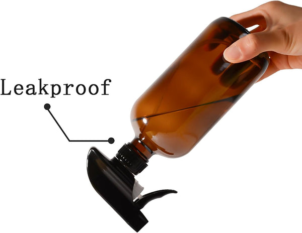 Amber Glass Spray Bottles,16Oz Large Refillable Spray Bottle for Cleaning, Essential Oils, Plant and Hair Care,Nozzle with Fine Mist and Stream
