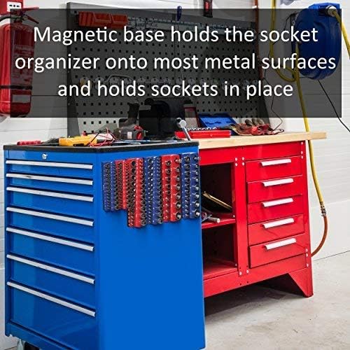 Olsa Tools Magnetic Socket Holder | 1/4-Inch Drive | Metric | Purple | Holds 26 Sockets | Professional Quality Tools Organizer