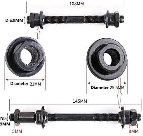 MTB Quick Release Bicycle Hub, Road Mountain Bike Front & Rear Axle Hollow Shaft Set with Standard Spacing (1 Pair, 4 Piece)