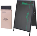 Heavy Duty Slide-In Folding Sandwich Board A-Frame Sidewalk Sign 24X36 Inch Black Coated Steel Metal Double-Sided Pavement Sign (2 Corrugated