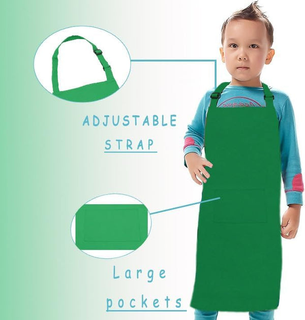 Kid Apron Adjustable Strap with 2 Pockets Painting Cooking Craft Backing Unisex Age 5-12