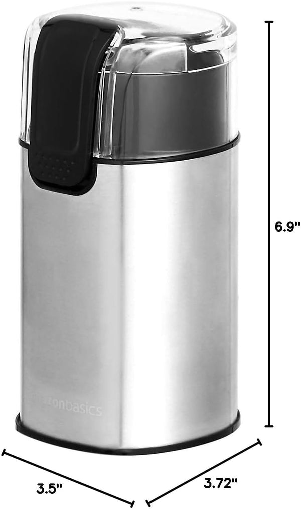 Amazon Basics Electric Coffee Grinder for Home Use, Spice Grinder for Coffee Beans, Herbs, Spices, Grains, Nuts, with Heavy-Duty Stainless Steel