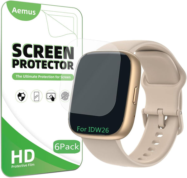 Screen Protector for IDW25 / IDW26 Smart Watch 1.83" (6 Pack) Clear TPU Soft Film, Compatible for KEEPONFIT, TOOBUR IDW28 Smartwatch 1.85 Screen