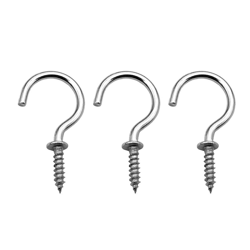30 Pcs (304) Stainless Steel Screw Ceiling Hooks 1 Inch Cup Hook Screw-In Light Hooks