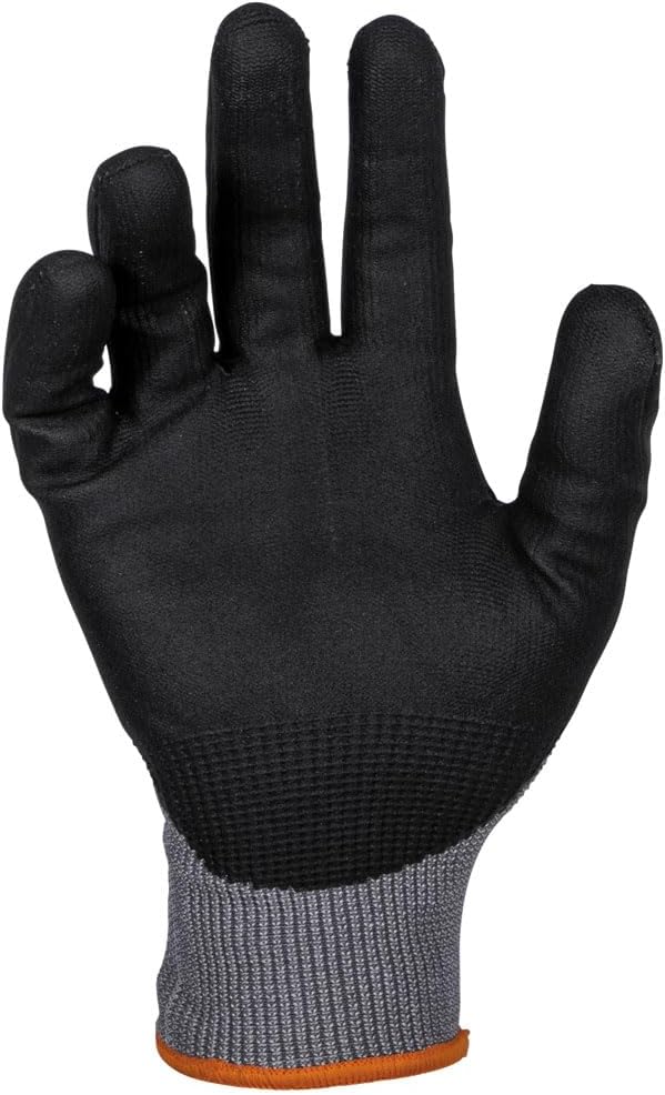 Klein Tools 60589 Work Gloves, Knit Dipped Cut Resistant ANSI A4 Nitrile Coated Gloves, HPPE Fabric, Touchscreen Capable Fingertips, Large, 2-Pair
