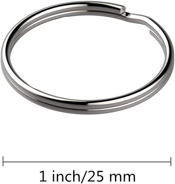 KINGFOREST 100-Pack Split Key Rings (1 Inch/25Mm) - Silver Nickel Metal Keychain Rings for Keys, DIY Crafts, Bags & Accessories - Durable Bulk