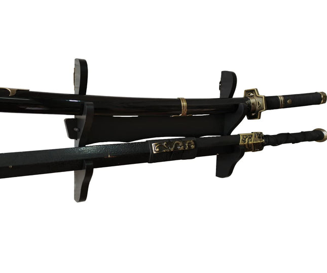 2 Tier Sword Holder Wall Mount Samurai Sword Rack Katana Wakizashi Display Stand Decorative Sword Hanger