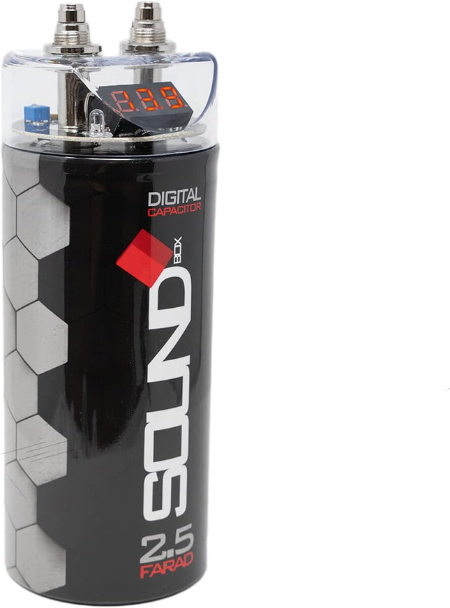 Soundbox SCAP2D, 2.5 Farad Digital Capacitor for Car Audio - 2500 Watts