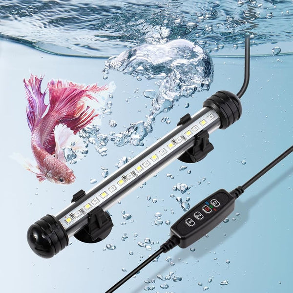 4W 7.5Inch Submersible Aquarium Light Underwater Fish Tank Light LED Aquarium Light Bar with Timer Auto On/Off and Dimmer Adjustable Brightness, 1