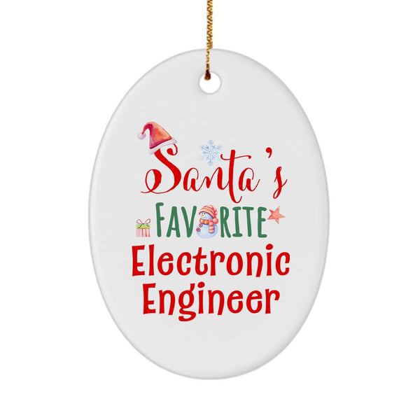 Santa'S Favorite Electronic Engineer Ornament Gifts - Oval Shaped - Birthday Christmas Tree Party Decor - Him Her Boss Coworker Friend Thank You