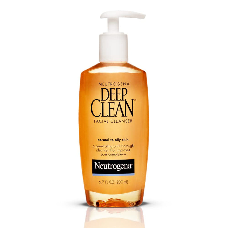 Neutrogena Deep Clean Daily Facial Cleanser with Beta Hydroxy Acid for Normal to Oily Skin, Alcohol-Free, Oil-Free & Non-Comedogenic, 6.7 Fl. Oz