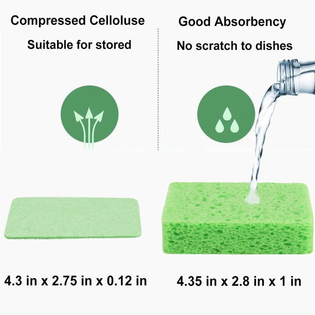 METUUTER 12-Count Kitchen Sponges- Compressed Cellulose Sponges Non-Scratch Natural Dish Sponge for Kitchen Bathroom Car