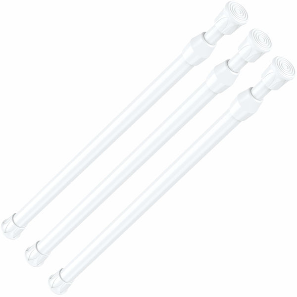 AIZESI 3Pcs White Spring Tension Rond Short Curtain Rods Small Curtain Tension Rods 16 to 28 Inch Adjustable Curtain Rod Tension Extendable Spring