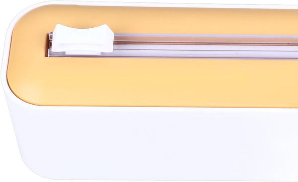Plastic Wrap Dispenser, PP Reusable Cling Film Dispenser with Cutter Magnetic Stripe Food Wrap Dispenser Foil and Plastic Wrap Dispenser (White