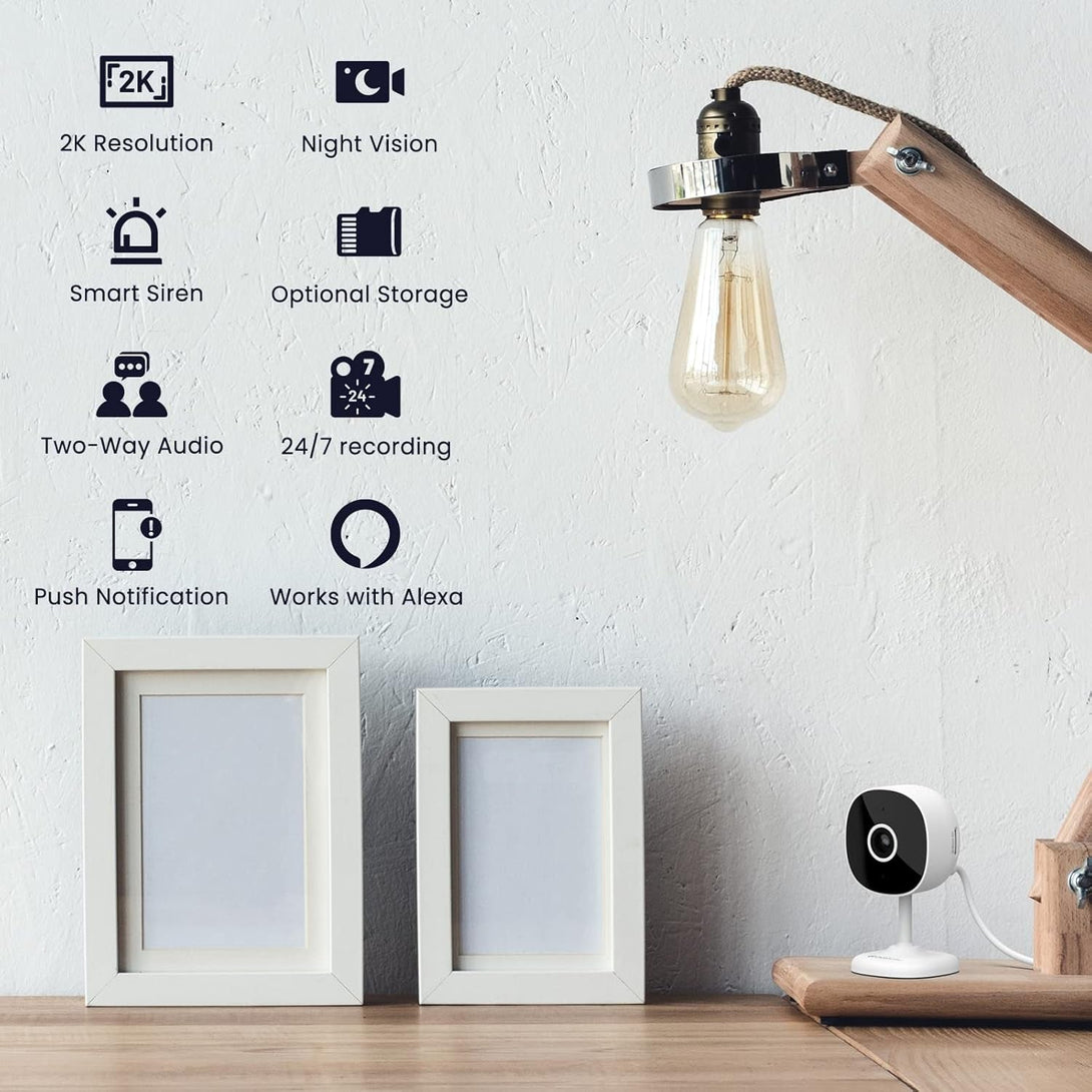 Wifi Camera 2K, Galayou Indoor Home Security Cameras for Baby/Elder/Dog/Pet Camera with Phone App,24/7 SD Card Storage,Works with Alexa & Google Home G7